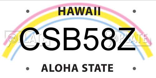 CSB58Z Hawaii License Plate