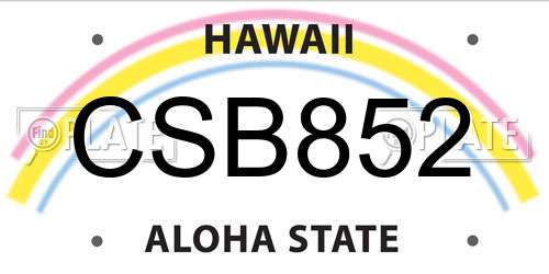 CSB852 Hawaii License Plate