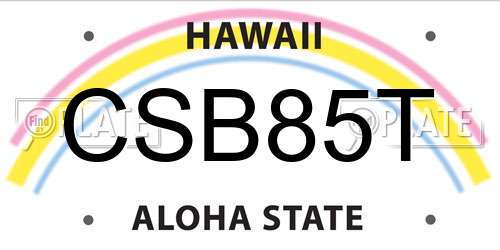 CSB85T Hawaii License Plate