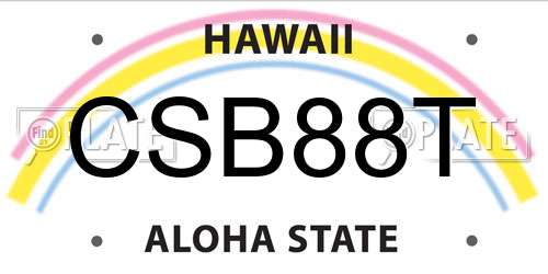 CSB88T Hawaii License Plate