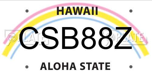 CSB88Z Hawaii License Plate