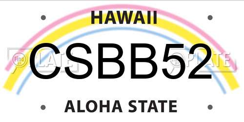 CSBB52 Hawaii License Plate
