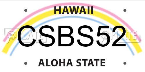 CSBS52 Hawaii License Plate