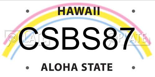 CSBS87 Hawaii License Plate
