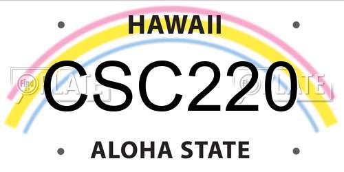 CSC220 Hawaii License Plate