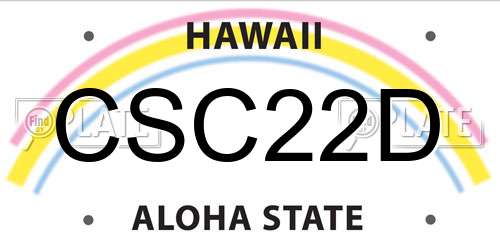 CSC22D Hawaii License Plate