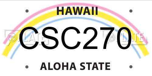CSC270 Hawaii License Plate