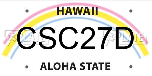 CSC27D Hawaii License Plate