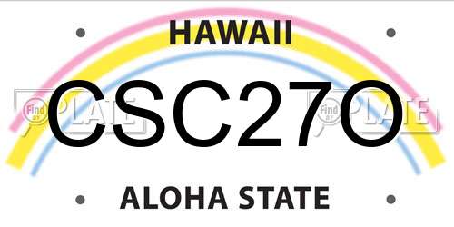CSC27O Hawaii License Plate