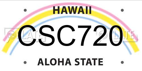 CSC720 Hawaii License Plate