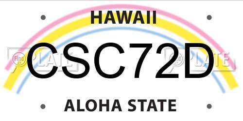 CSC72D Hawaii License Plate