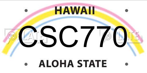 CSC770 Hawaii License Plate