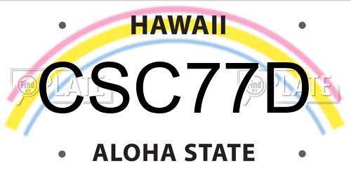 CSC77D Hawaii License Plate
