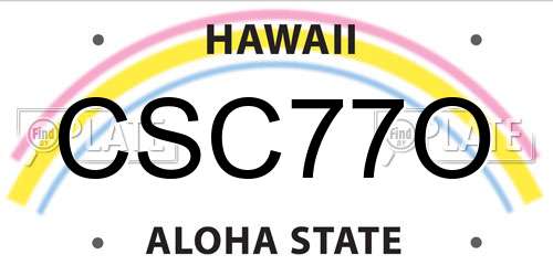 CSC77O Hawaii License Plate