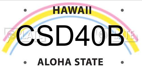 CSD40B Hawaii License Plate