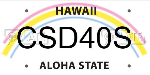 CSD40S Hawaii License Plate