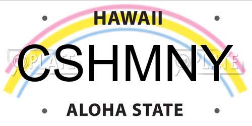 CSHMNY Hawaii License Plate