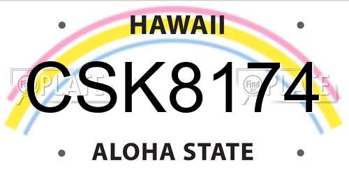 CSK8174 Hawaii License Plate