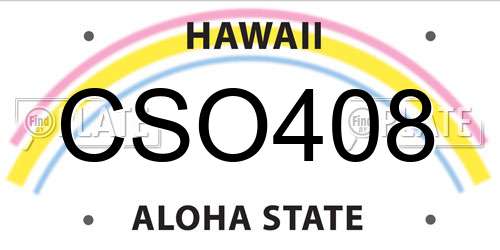 CSO408 Hawaii License Plate