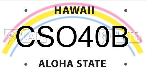 CSO40B Hawaii License Plate