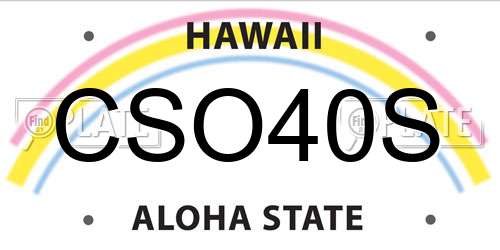 CSO40S Hawaii License Plate