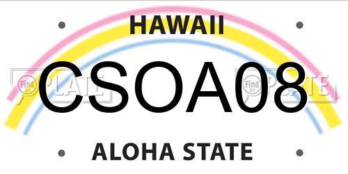 CSOA08 Hawaii License Plate