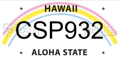 CSP932 Hawaii License Plate