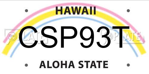 CSP93T Hawaii License Plate