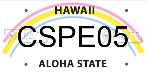 CSPE05 Hawaii License Plate