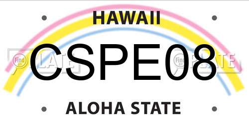 CSPE08 Hawaii License Plate
