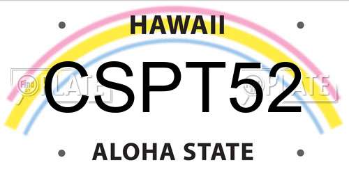 CSPT52 Hawaii License Plate