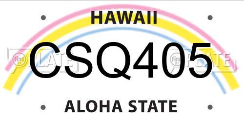 CSQ405 Hawaii License Plate