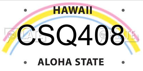 CSQ408 Hawaii License Plate