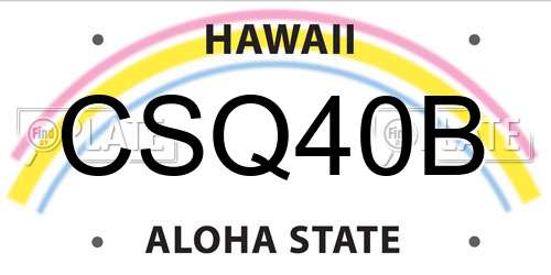 CSQ40B Hawaii License Plate
