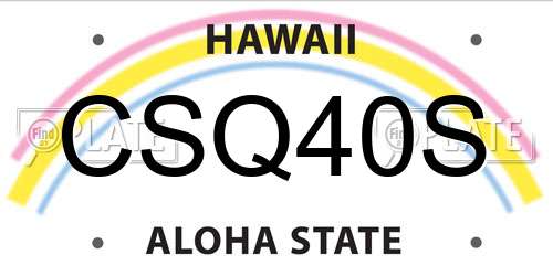 CSQ40S Hawaii License Plate