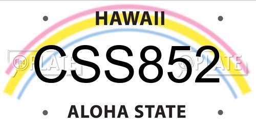 CSS852 Hawaii License Plate