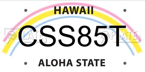 CSS85T Hawaii License Plate