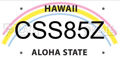 CSS85Z Hawaii License Plate