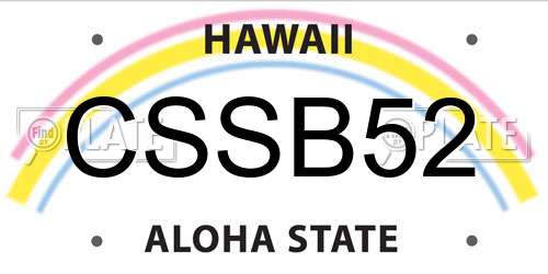 CSSB52 Hawaii License Plate