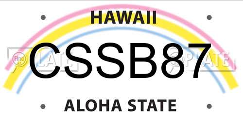 CSSB87 Hawaii License Plate