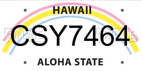 CSY7464 Hawaii License Plate