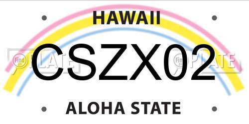 CSZX02 Hawaii License Plate