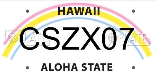 CSZX07 Hawaii License Plate