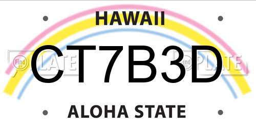 CT7B3D Hawaii License Plate