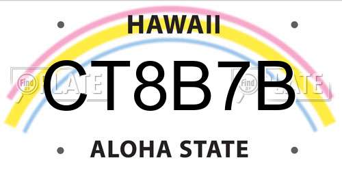 CT8B7B Hawaii License Plate