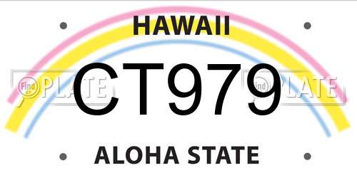 CT979 Hawaii License Plate