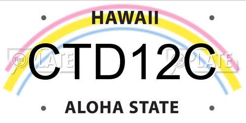 CTD12C Hawaii License Plate