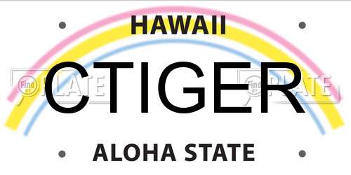 CTIGER Hawaii License Plate
