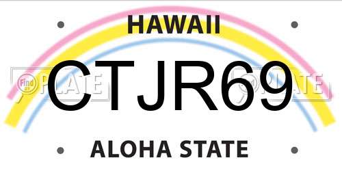 CTJR69 Hawaii License Plate