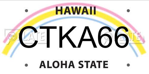 CTKA66 Hawaii License Plate
